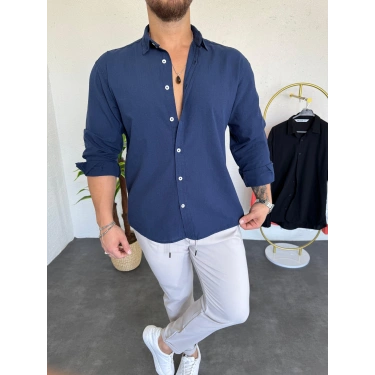 Fresh Keten Gömlek Lacivert