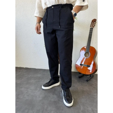 Giesto Ham Keten Boyfriend Pantolon Siyah