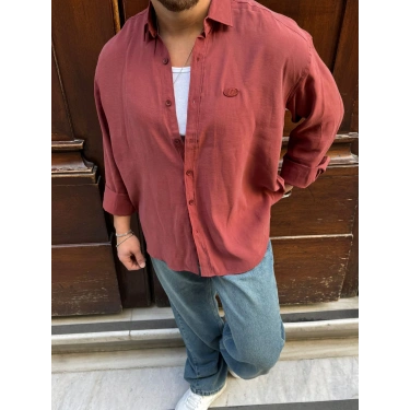 Giesto Modal Kumaş Oversize Gömlek Kiremit