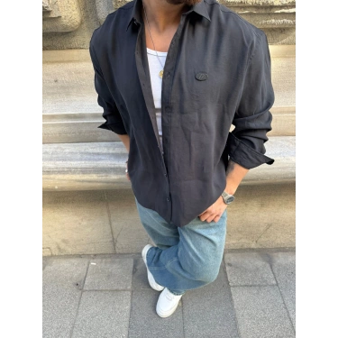 Giesto Modal Kumaş Oversize Gömlek Siyah