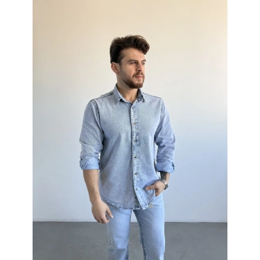 Kot Gömlek Buz Mavi