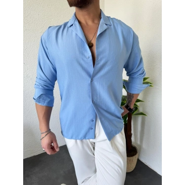 Mavi Düz Çizgili Gömlek