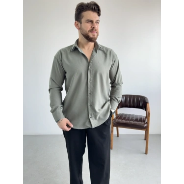 Mint Yeşili Kışlık Modal Kumaş Gömlek