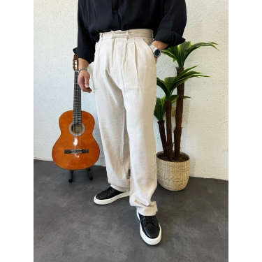 Modal Kumaş Pileli Baggy Bej