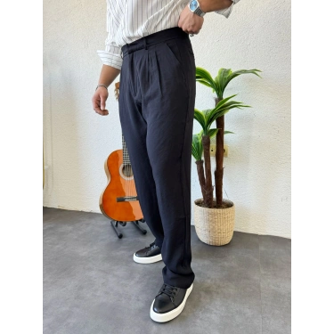 Modal Kumaş Pileli Baggy Siyah