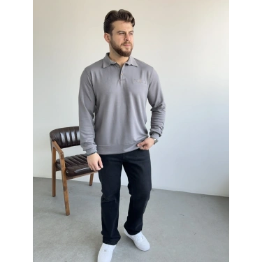 Nardo Gri Oysh Kumaş Polo Yaka Sweat