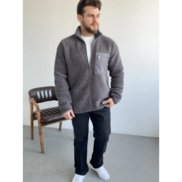 Peluş Hırka Antrasit Gri