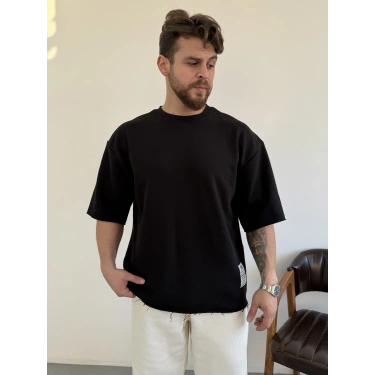 Pis Kesim Oversize Kalıp Tişört Siyah