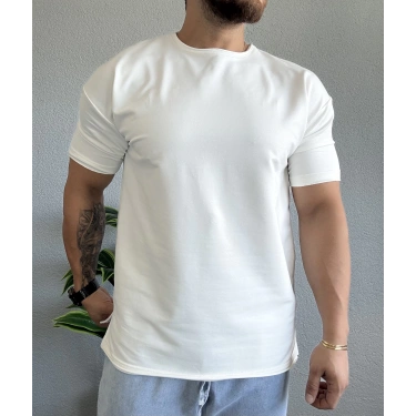 Pis Kesim Yırtmaçlı Osho Kumaş Tişört Beyaz