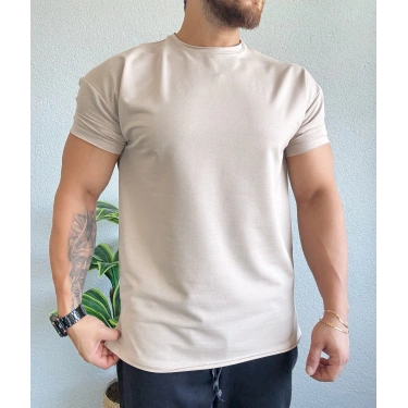 Pis Kesim Yırtmaçlı Osho Kumaş Tişört Krem