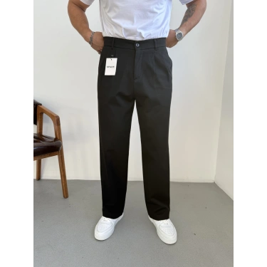Baggy Kalıp Kışlık Kumaş Pantolon Siyah