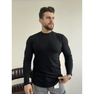 Siyah Ovel kesim REGULER kalıp sweat