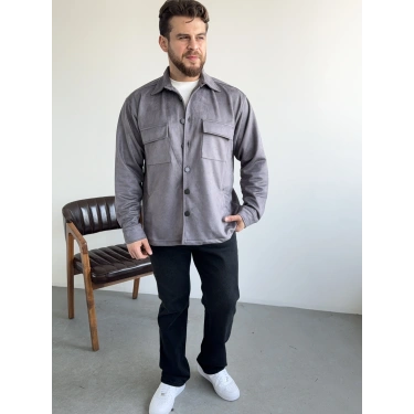 Süet Gömlek Antrasit Gri