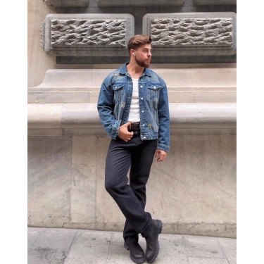 Taş Yıkama Crop Kot Ceket