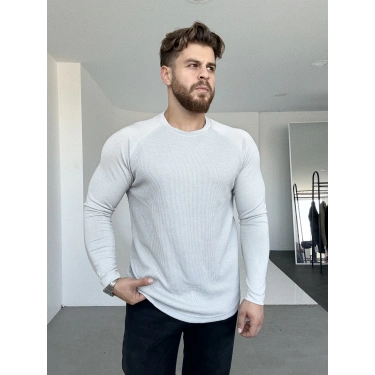 Waffle Kumaş Sweat Gri