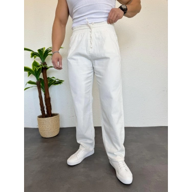 Yazlık Gabardin Kumaş Pantolon Beyaz