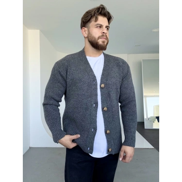 Yün Hırka Koyu Gri