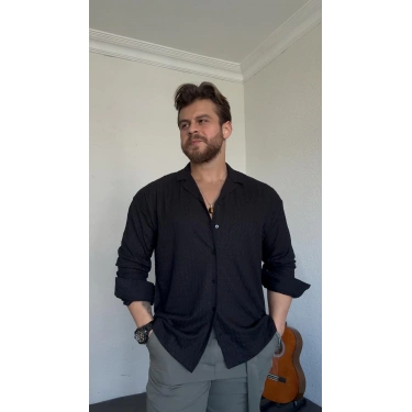 Zincir Desenli Gömlek Siyah