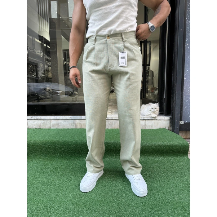 Baggy Kalıp Keten Pantolon Mint