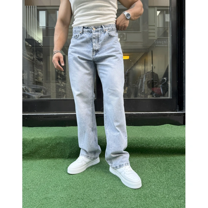 Buz Mavi Baggy Kalıp Kot Pantolon