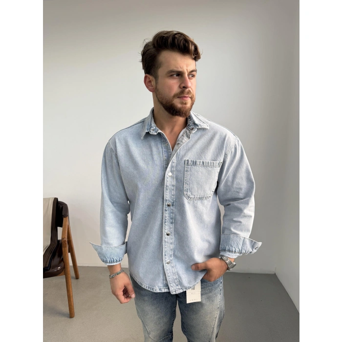 Buz Mavi Kot Gömlek