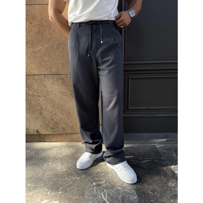 İp Detay Baggy Kumaş Pantolon Antrasit