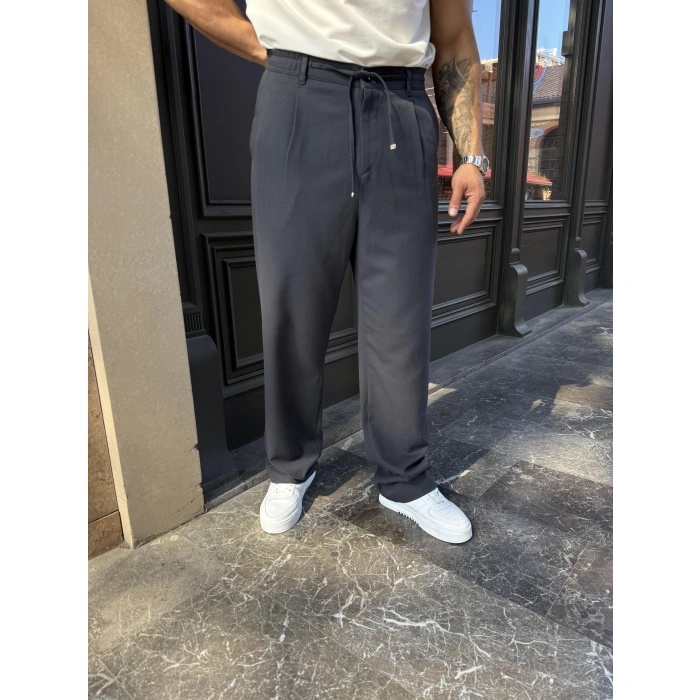 İp Detay Baggy Kumaş Pantolon Antrasit