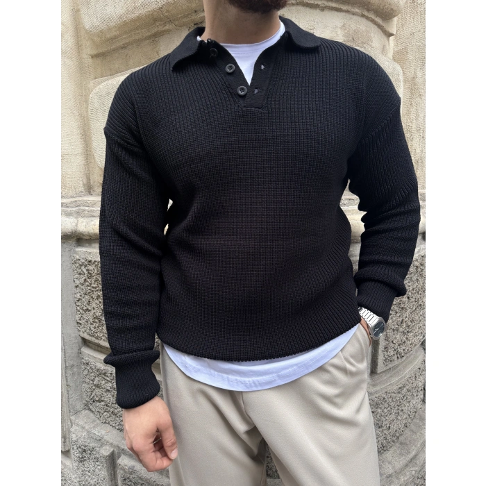 Polo Yaka Kazak Siyah