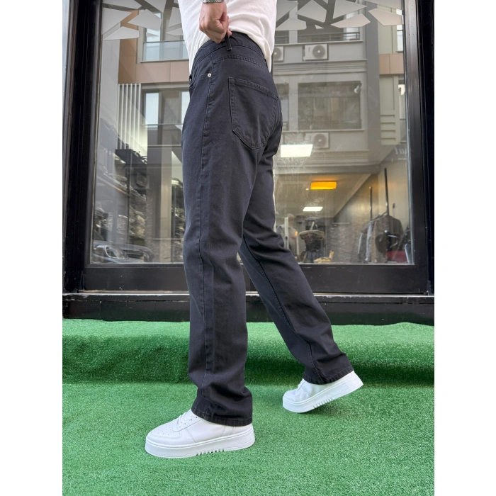 Siyah Taş Yıkama Baggy Kalıp Kot Pantolon