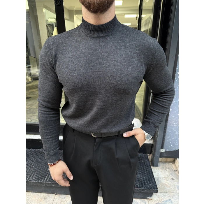 Yarım Balıkçı Boğaz Triko Antrasit