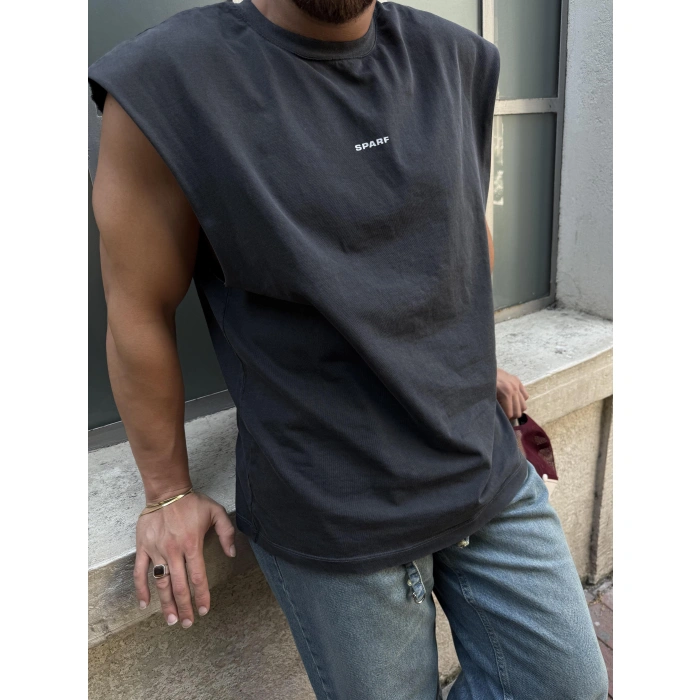 Yıkamalı Atlet Antrasit Gri