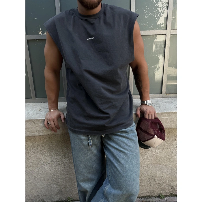 Yıkamalı Atlet Antrasit Gri