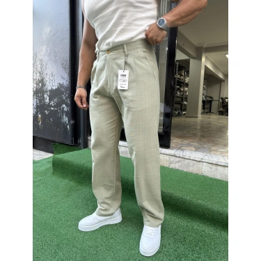 Baggy Kalıp Keten Pantolon Mint