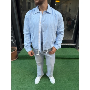 Bebe Mavi Çizgili Mevsimlik Ceket