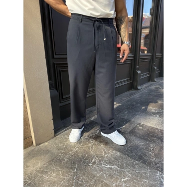 İp Detay Baggy Kumaş Pantolon Antrasit