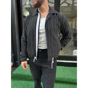 Siyah Çizgili Mevsimlik Ceket