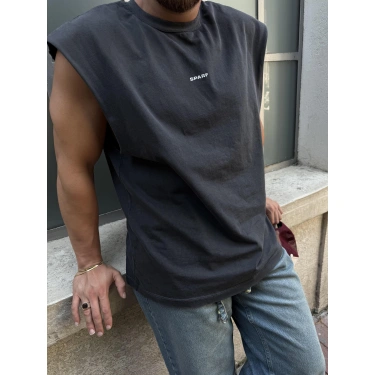 Yıkamalı Atlet Antrasit Gri