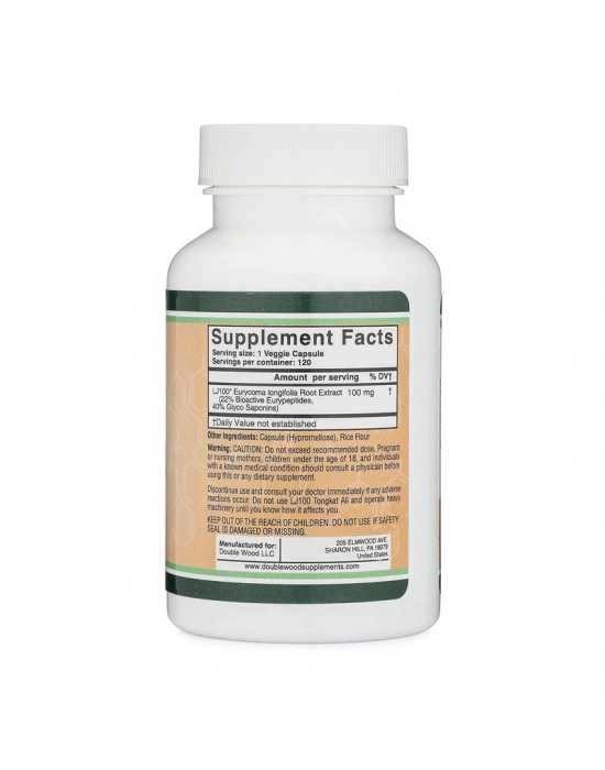 Double Wood LJ100 Tongkat Ali (Tongat Ali) 100 mg 120 Kapsül – Standardize Bitkisel Ekstrakt