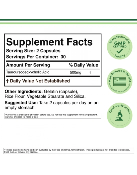 Double Wood TUDCA 500 mg 60 Kapsül – Tauroursodeoxycholic Acid