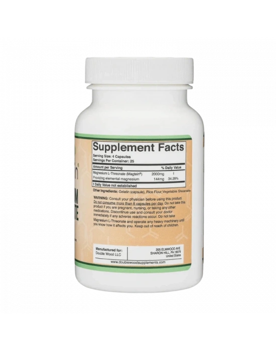 Double Wood Magtein Magnesium L-Threonate 2000 mg 120 Kapsül