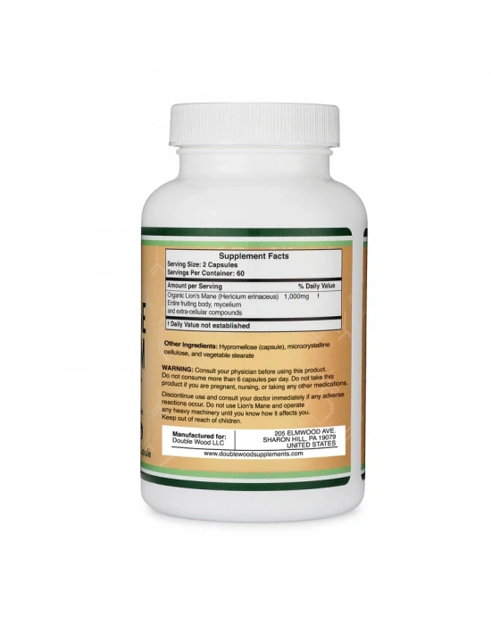 Double Wood Lion’s Mane Mushroom 500 mg 120 Kapsül