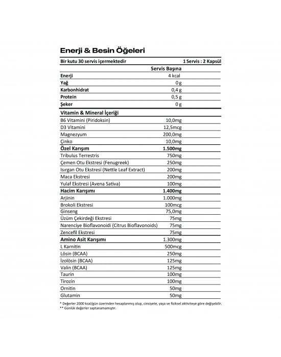 VERA-X NUTRITION TEST PRO-X | 60 KAPSÜL | 30 SERVİS