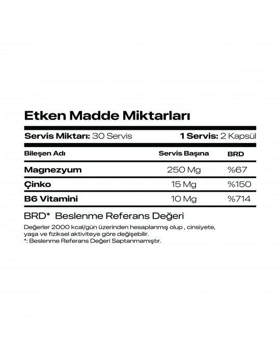 VERA-X NUTRITION ZMA-X | ZINC, MAGNESIUM & VITAMIN B6 | 60 KAPSÜL | 30 SERVİS