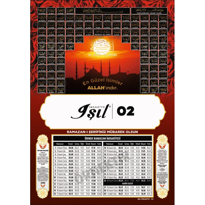 Yaldızlı Karton İmsakiye Işıl-02