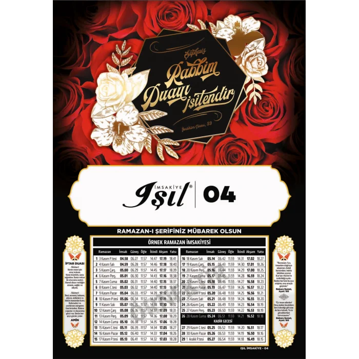 Yaldızlı Karton İmsakiye Işıl-04