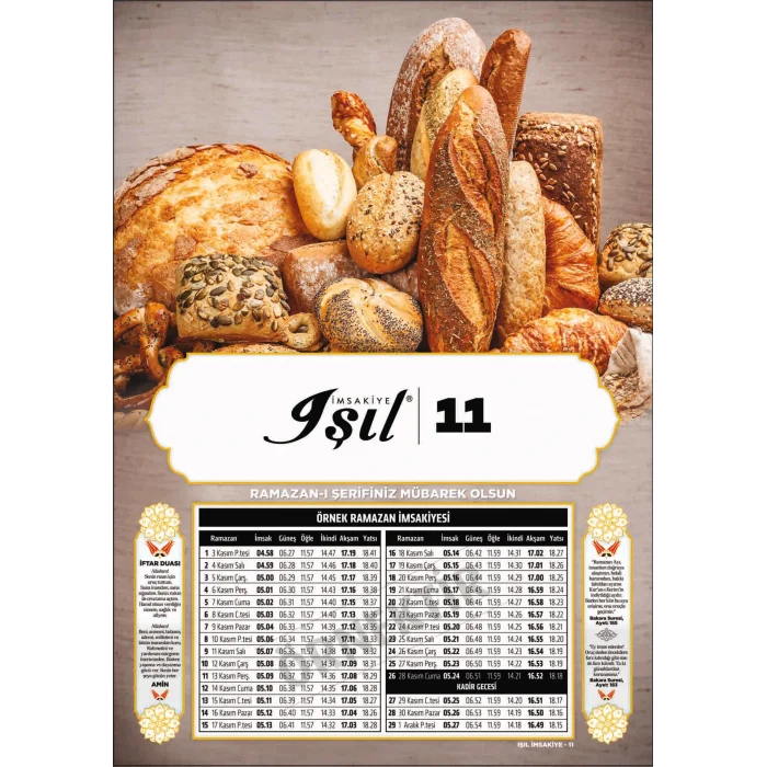 Karton İmsakiye Işıl-11