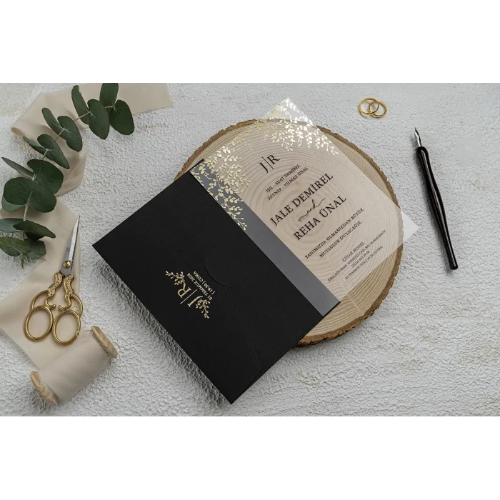 Ekonom Şeffaf Model Lüks Düğün Davetiyesi 9214