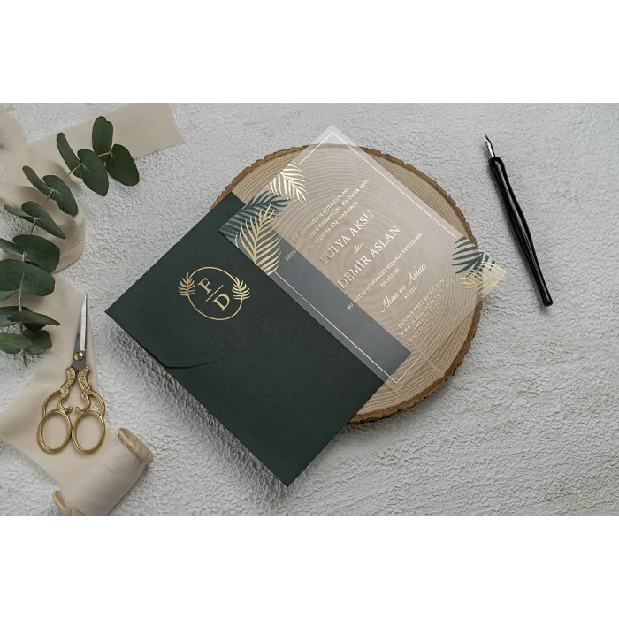 Ekonom Şeffaf Model Lüks Düğün Davetiyesi 9258