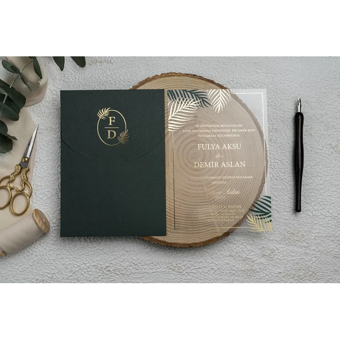Ekonom Şeffaf Model Lüks Düğün Davetiyesi 9258