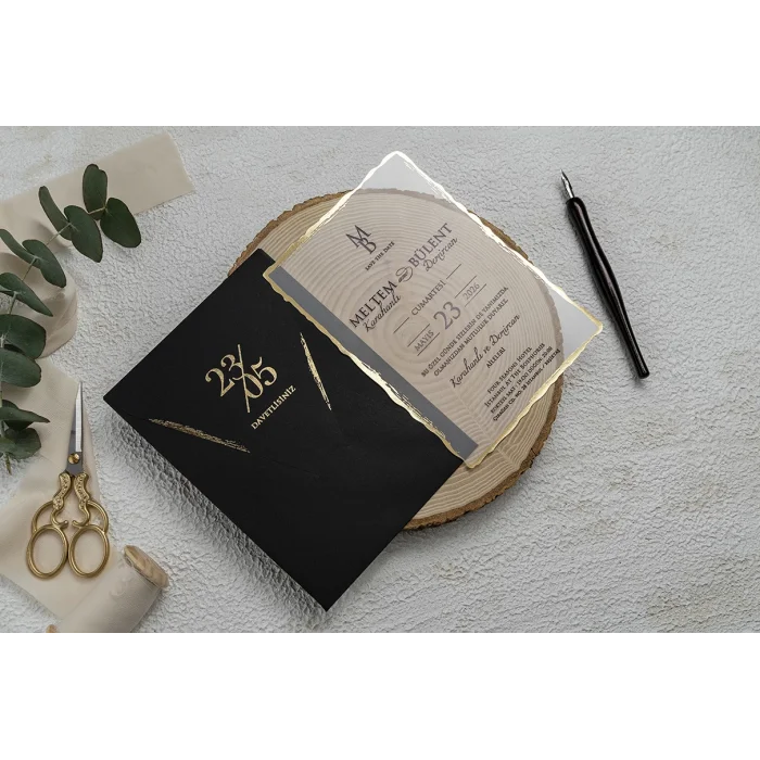 Ekonom Şeffaf Model Lüks Düğün Davetiyesi 9261